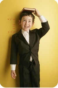 Child marking his height on the wall